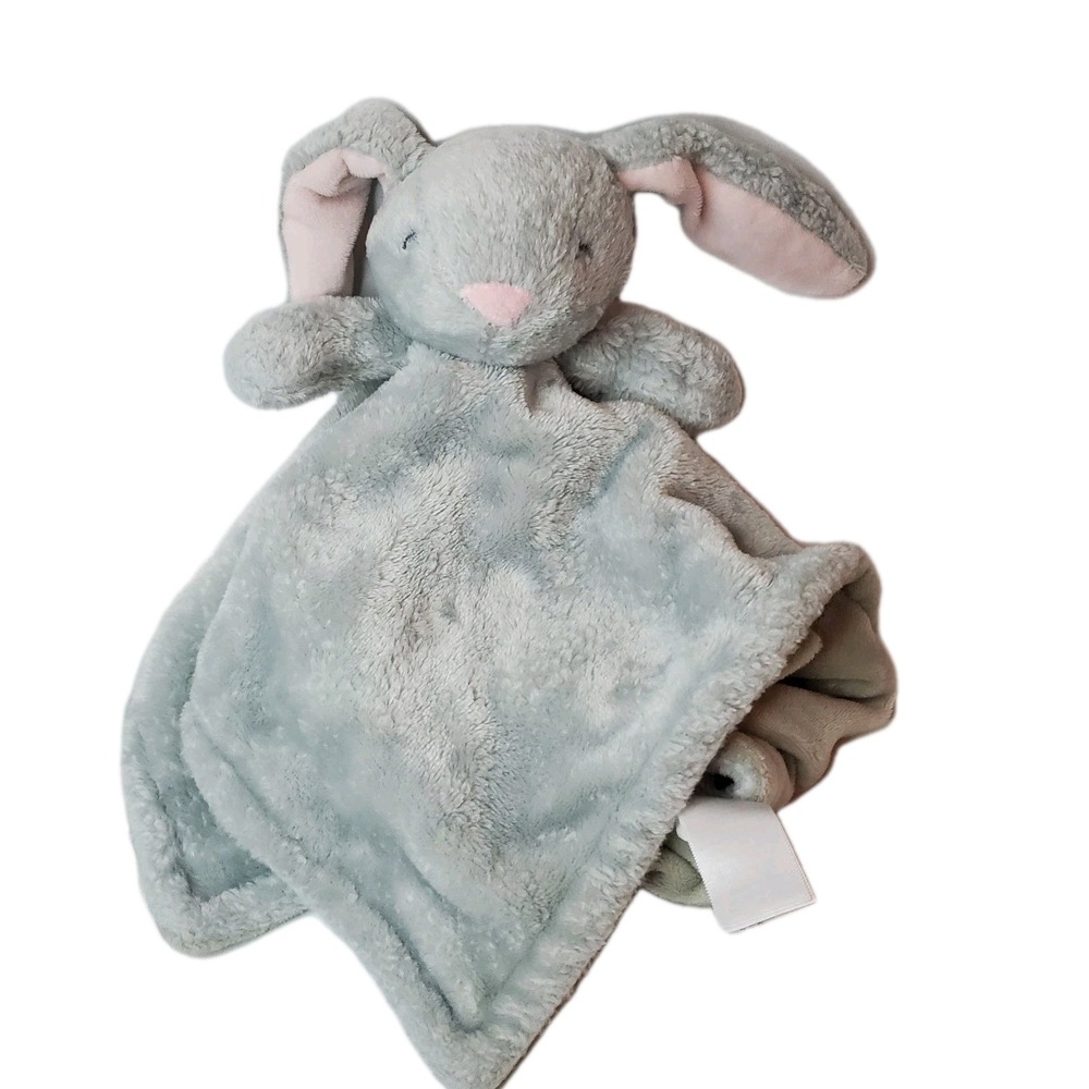 2024 Carters Gray Pink Bunny Rabbit Plush Lovey Baby‎ Security Blanket 14x14"